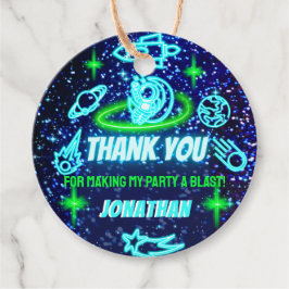 Blue Green Neon Glows Space Planets Vielen Dank Geschenkanhänger