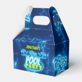 Blue Green Neonglühen Boys Birthday Pool Party Geschenkschachtel (Rückseite)