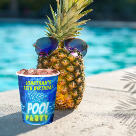 Blue Green Neonglühen Boys Birthday Pool Party Pappbecher