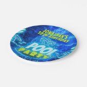 Blue Green Neonglühen Boys Birthday Pool Party Pappteller (Schrägansicht)