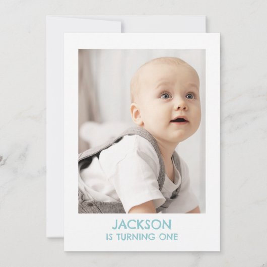 Blue Green Niedlich Foto Dinosaur Themed Geburtsta Einladung (Rückseite)