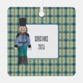 Blue & Green Nutcracker auf Kariert Ornament Aus Metall (Rückseite)