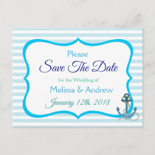 Blue Green Oceanic Anchor Save the Date Postcard Ankündigungspostkarte