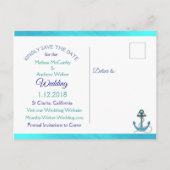 Blue Green Oceanic Anchor Save the Date Postcard Ankündigungspostkarte (Rückseite)