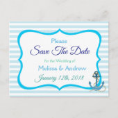 Blue Green Oceanic Anchor Save the Date Postcard Ankündigungspostkarte (Vorderseite)