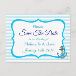 Blue Green Oceanic Anchor Save the Date Postcard Ankündigungspostkarte