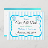 Blue Green Oceanic Beachy Save the Date Postcard Ankündigungspostkarte (Vorne/Hinten)