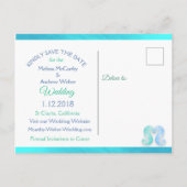Blue Green Oceanic Beachy Save the Date Postcard Ankündigungspostkarte (Rückseite)