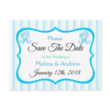 Blue Green Oceanic Beachy Save the Date Postcard
