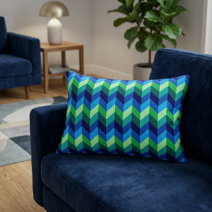 Blue Green Ombre Chevrons Accent Pillow Dekokissen