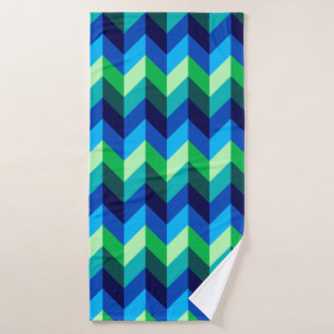 Blue Green Ombre Chevrons Badetuch Badehandtuch