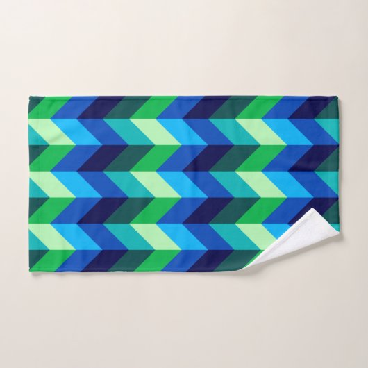 Blue Green Ombre Chevrons Badetuch Set (Handtuch)