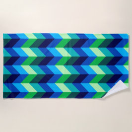 Blue Green Ombre Chevrons Beach Handtuch