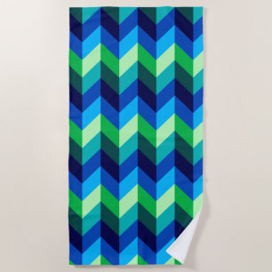 Blue Green Ombre Chevrons Beach Handtuch