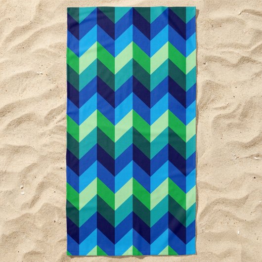 Blue Green Ombre Chevrons Beach Handtuch