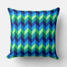 Blue Green Ombre Chevrons Big Throw Kissen