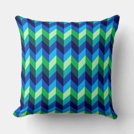 Blue Green Ombre Chevrons Big Throw Kissen