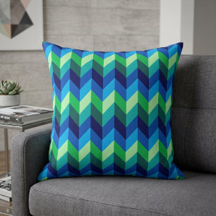 Blue Green Ombre Chevrons Big Throw Kissen