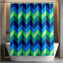 Blue Green Ombre Chevrons Duschvorhang