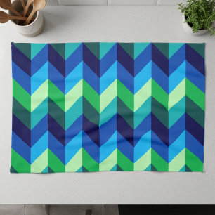 Blue Green Ombre Chevrons Küche Handtuch