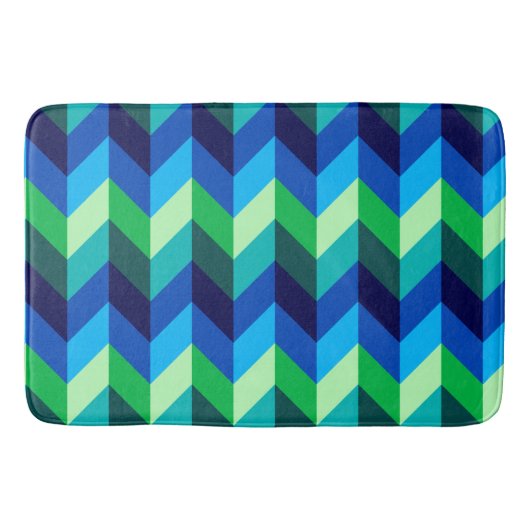 Blue Green Ombre Chevrons Large Bath Mat Badematte (Vorderseite)