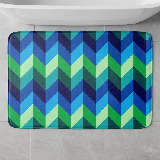 Blue Green Ombre Chevrons Large Bath Mat Badematte