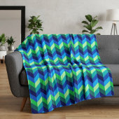 Blue Green Ombre Chevrons Large Fleece Blanket