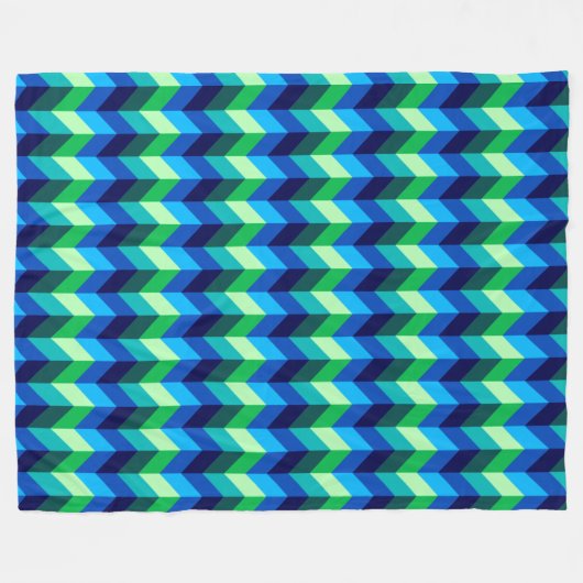 Blue Green Ombre Chevrons Large Fleece Blanket (Vorderseite (Horizontal))