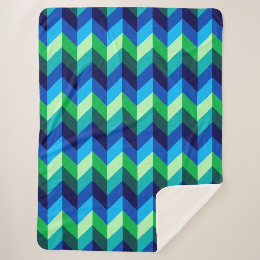 Blue Green Ombre Chevrons Large Sherpa Blanket Sherpadecke (Vorderseite)