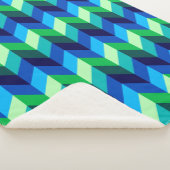 Blue Green Ombre Chevrons Large Sherpa Blanket Sherpadecke (3/4)