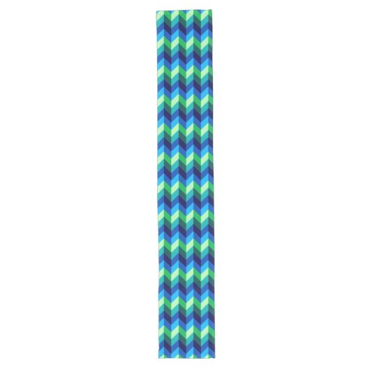 Blue Green Ombre Chevrons Large Table Runner Großer Tischläufer (Vorderseite)