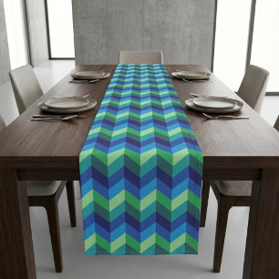 Blue Green Ombre Chevrons Large Table Runner Großer Tischläufer