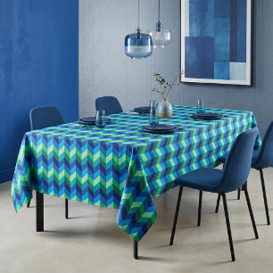 Blue Green Ombre Chevrons Large Tablecloth Tischdecke