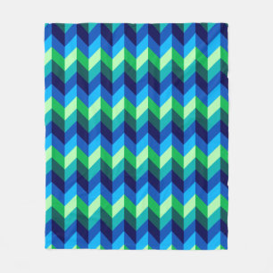 Blue Green Ombre Chevrons Medium Fleece Blanket