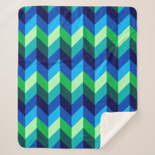 Blue Green Ombre Chevrons Medium Sherpa Blanket Sherpadecke