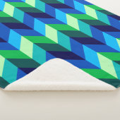 Blue Green Ombre Chevrons Medium Sherpa Blanket Sherpadecke (3/4)