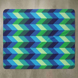Blue Green Ombre Chevrons Medium Sherpa Blanket Sherpadecke