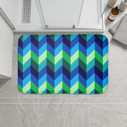 Blue Green Ombre Chevrons Small Bath Mat Badematte