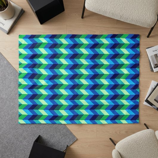 Blue Green Ombre Chevrons Small Fleece Blanket