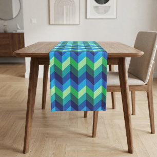 Blue Green Ombre Chevrons Small Table Runner Kurzer Tischläufer