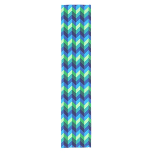Blue Green Ombre Chevrons Small Table Runner Kurzer Tischläufer (Vorderseite)