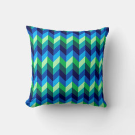 Blue Green Ombre Chevrons Throw Kissen