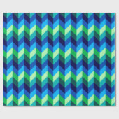 Blue Green Ombre Chevrons Wrapping Paper Geschenkpapier (Flach)