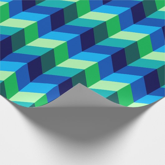 Blue Green Ombre Chevrons Wrapping Paper Geschenkpapier (Ecke)