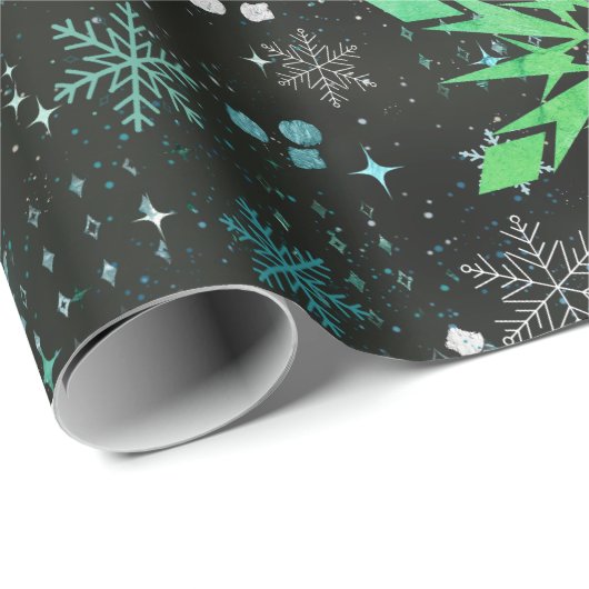 Blue Green Ombre Christmas Wrapping Paper Geschenkpapier (Rolleneckpunkt)