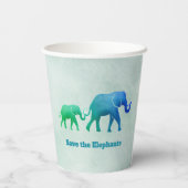 Blue Green Ombre Elephant Cow Calf Paper Cups Pappbecher (Rückseite)