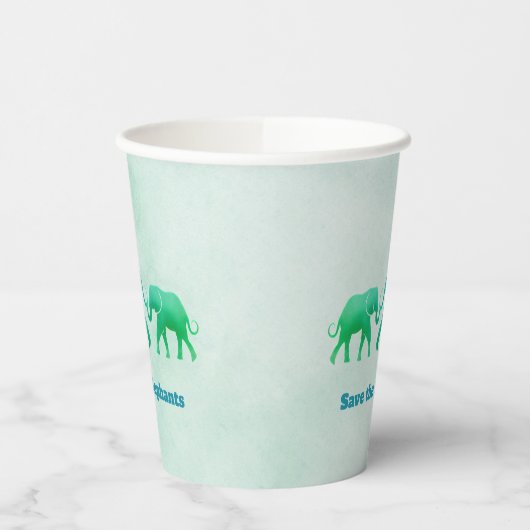 Blue Green Ombre Elephant Cow Calf Paper Cups Pappbecher (Links)