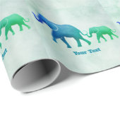 Blue Green Ombre Elephant Cow Calf Wrapping Paper Geschenkpapier (Rolleneckpunkt)