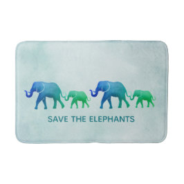 Blue Green Ombre Elephants Bath Mat Badematte