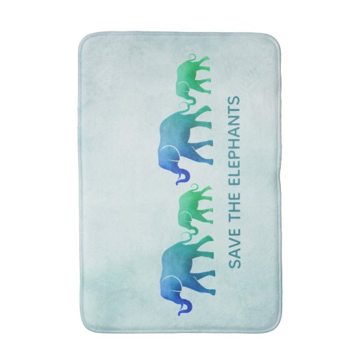 Blue Green Ombre Elephants Bath Mat Badematte (Vorderseite Vertikal)